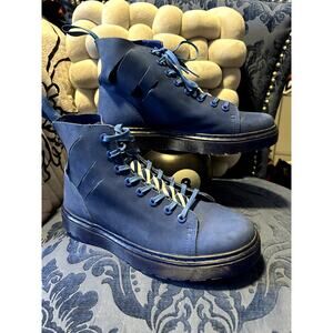 Very Rare! Dr Martens Bright Blue Slit Sides Boots size 8.5/EU 40